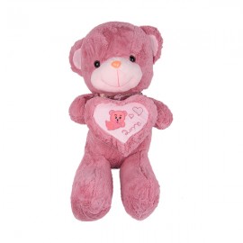 Медведь 70 см с сердцем, темно-розовый