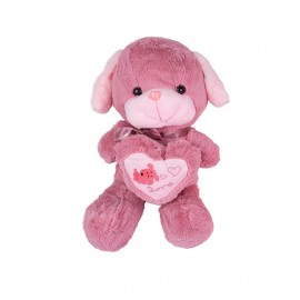 Собака 70 см с сердцем, темно-розовая