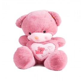 Медведь 80 см с сердцем, темно-розовый