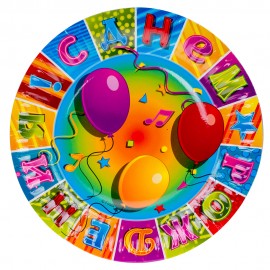 Тарелка бумажная С Днем рождения Мозаика 17 см 6шт