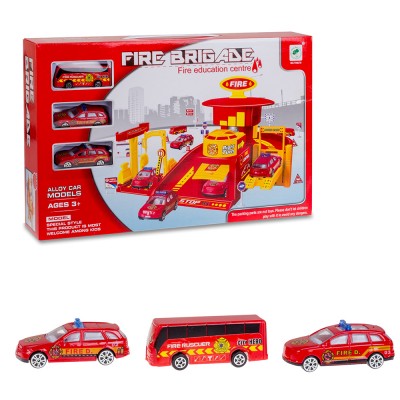 Игровой набор Пожарная станция с металлическими машинами 3 шт
