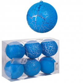 Набор новогодних шаров светящихся 6 шт 10 см  Голубых 160 см