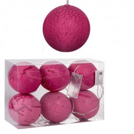 Набор новогодних шаров светящихся 6 шт 10 см  Розовых 160 см