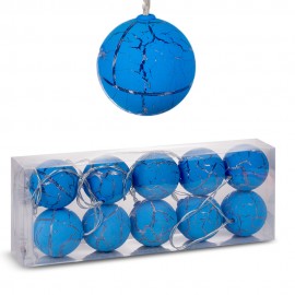 Набор новогодних шаров светящихся 10 шт 6 см Голубых  207 см