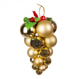 Новогоднее украшение  Гроздь из шаров 14х22  см золотая