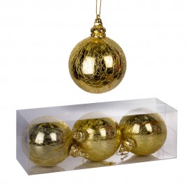 Набор новогодних шаров 3 шт 8 см (цвет золото)