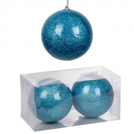 Набор новогодних шаров 2 шт 12 см  (цвет голубой)