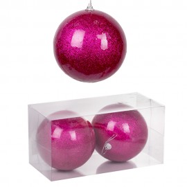 Набор новогодних шаров 2 шт 12 см  (цвет розовый)