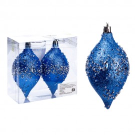 Набор новогодних шаров Конусы 2 шт 12 см (цвет голубой) Набор новогодних шаров Конусы 2 шт 12 см (цвет голубой)