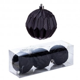Набор новогодних шаров 3 шт 8 см  (цвет чёрный)
