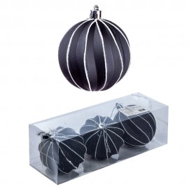 Набор новогодних шаров 3 шт 8 см  (цвет чёрный)