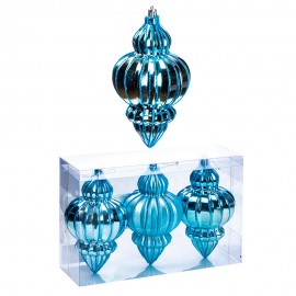 Набор новогодних шаров 3 шт. 17 см (цвет голубой)