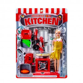 Набор кухни с куклой 13 предметов