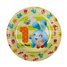 Тарелка бумажная Малышарики 1 ГОДИК 17см 6шт