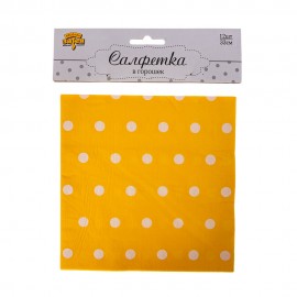 Салфетка Горошек жёлтая 33 см 12шт