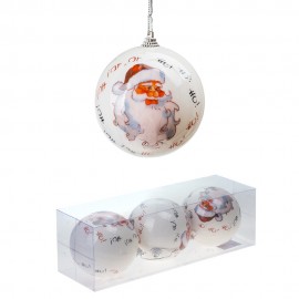 Набор елочных игрушек Шары 3 шт 8 см Дед мороз Набор елочных игрушек Шары 3 шт 8 см Дед мороз