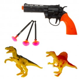 Пистолет с пулями на присосках+ 2 динозавра