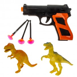 Пистолет с пулями на присосках+2 динозавра