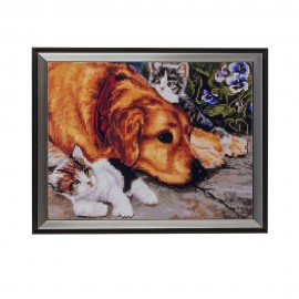 Алмазная мозаика Собака с котятами 40х50 см
