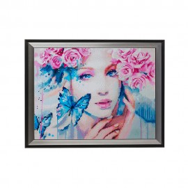 Алмазная мозаика Девушка в цветах 40х50 см